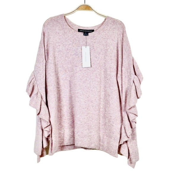 French Connection Emilde Knits Flare Sleeve Frill Pink Jumper Sweater M NWT $138 - Picture 7 of 9